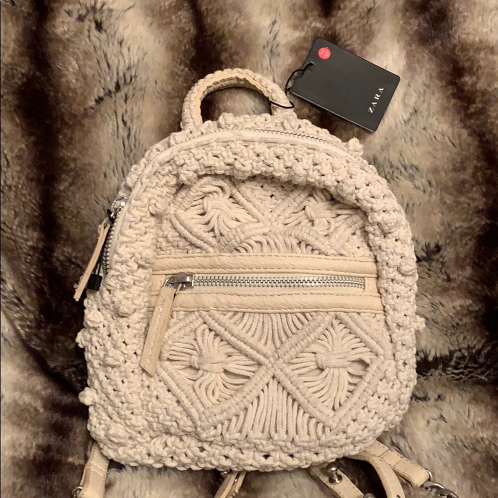 Zara Macramé Mini Backpack in Cream - Picture 4 of 6